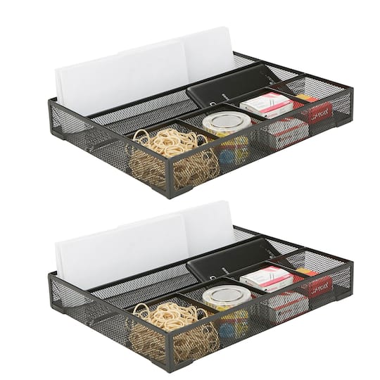 Mind Reader 11.75" Black 2-Piece Mesh Deep Drawer Organizer